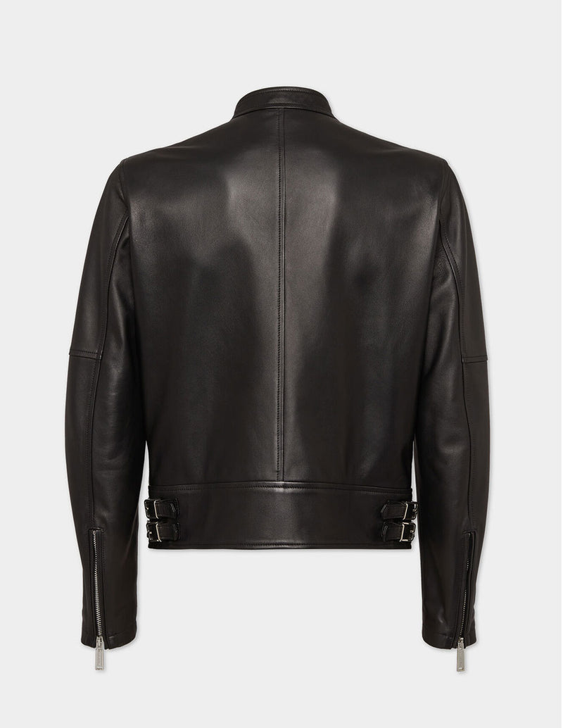 Bomber Dsquared2 Leather Biker Negra Hombre