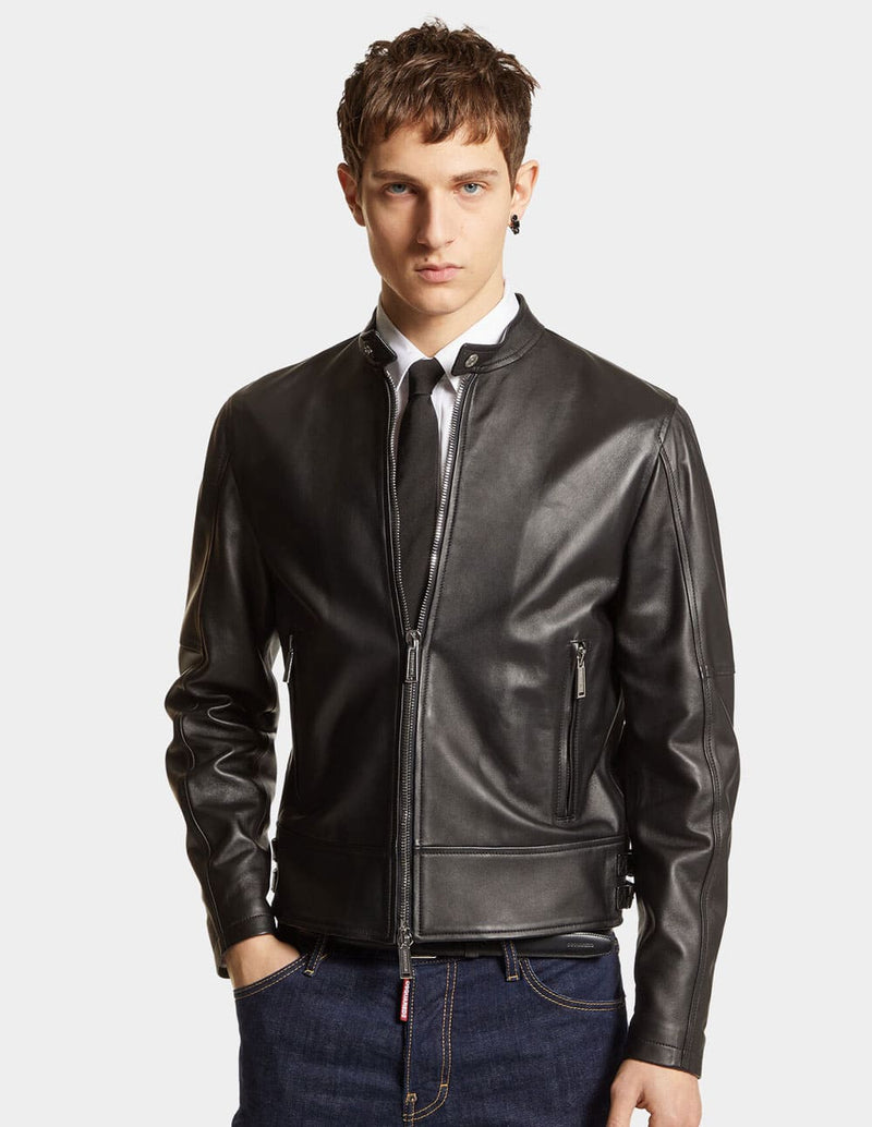 Bomber Dsquared2 Leather Biker Negra Hombre