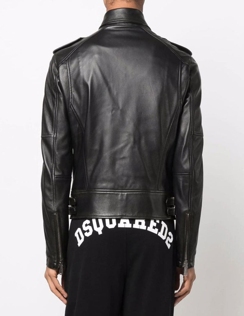 Chaqueta Dsquared2 Biker de Piel Negra Hombre