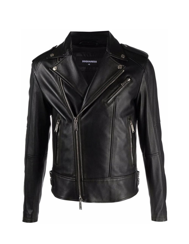Chaqueta Dsquared2 Biker de Piel Negra Hombre