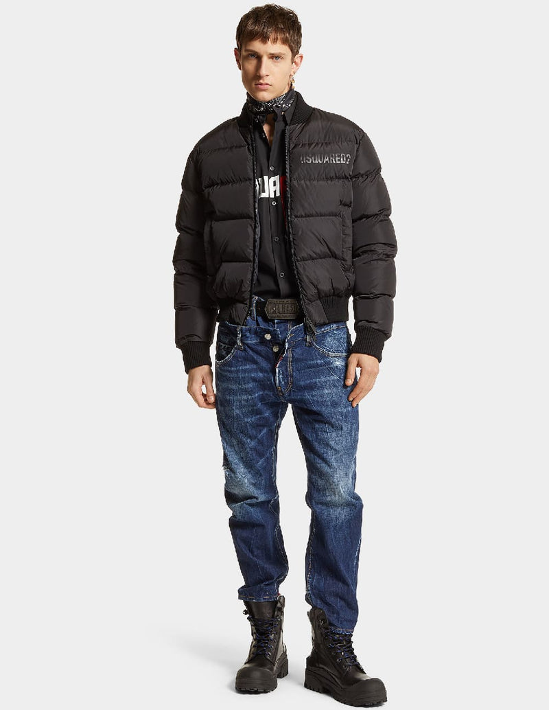 Puffer Bomber Dsquared2 con Logo Negra Hombre