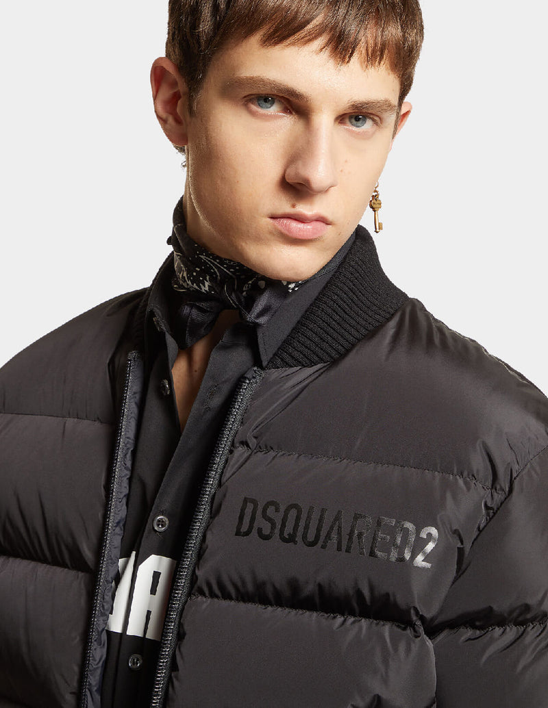 Puffer Bomber Dsquared2 con Logo Negra Hombre