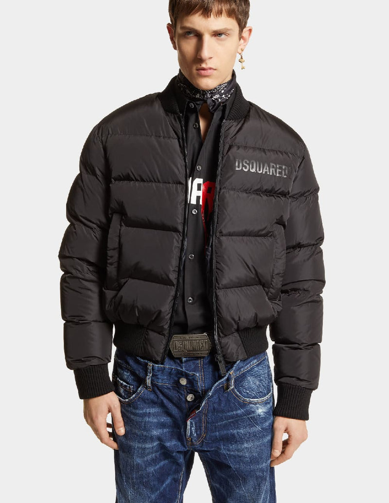 Puffer Bomber Dsquared2 con Logo Negra Hombre