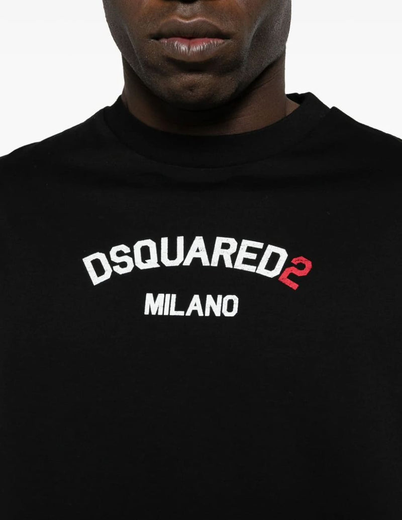 Camiseta Dsquared2 con Logo Estampado Negra Hombre