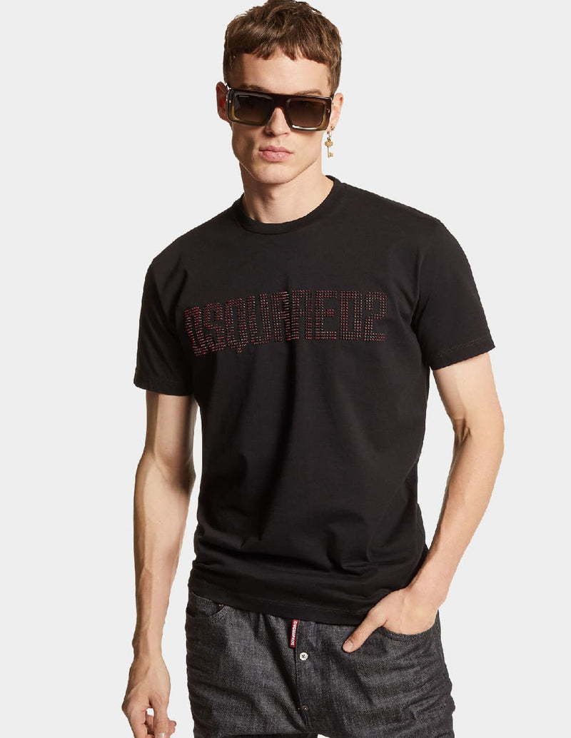 Camiseta Dsquared2 3D Printed Logo Negra Hombre