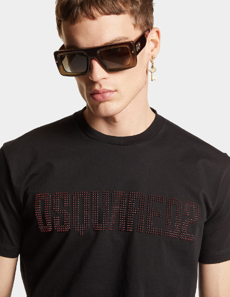 Camiseta Dsquared2 3D Printed Logo Negra Hombre