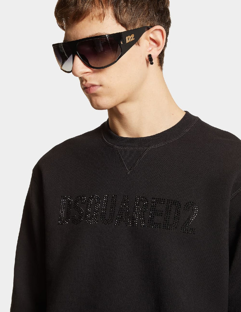 Sudadera Dsquared2 Rhinestones Logo Negra Hombre