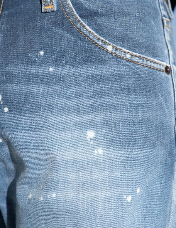 Dsquared2 Paint Splatter Print Straight-Leg Blue Men's Jeans