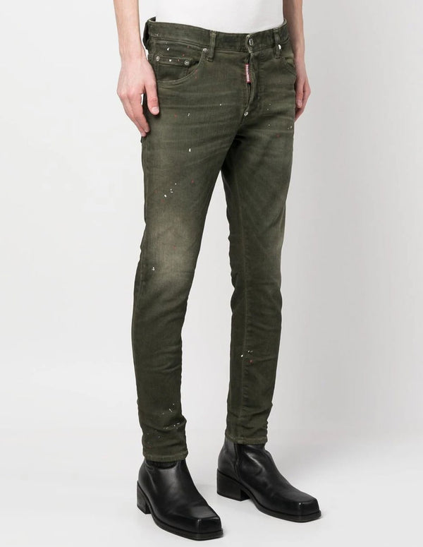 Pantalón Vaquero Dsquared2 Paint Splatter Verde Hombre