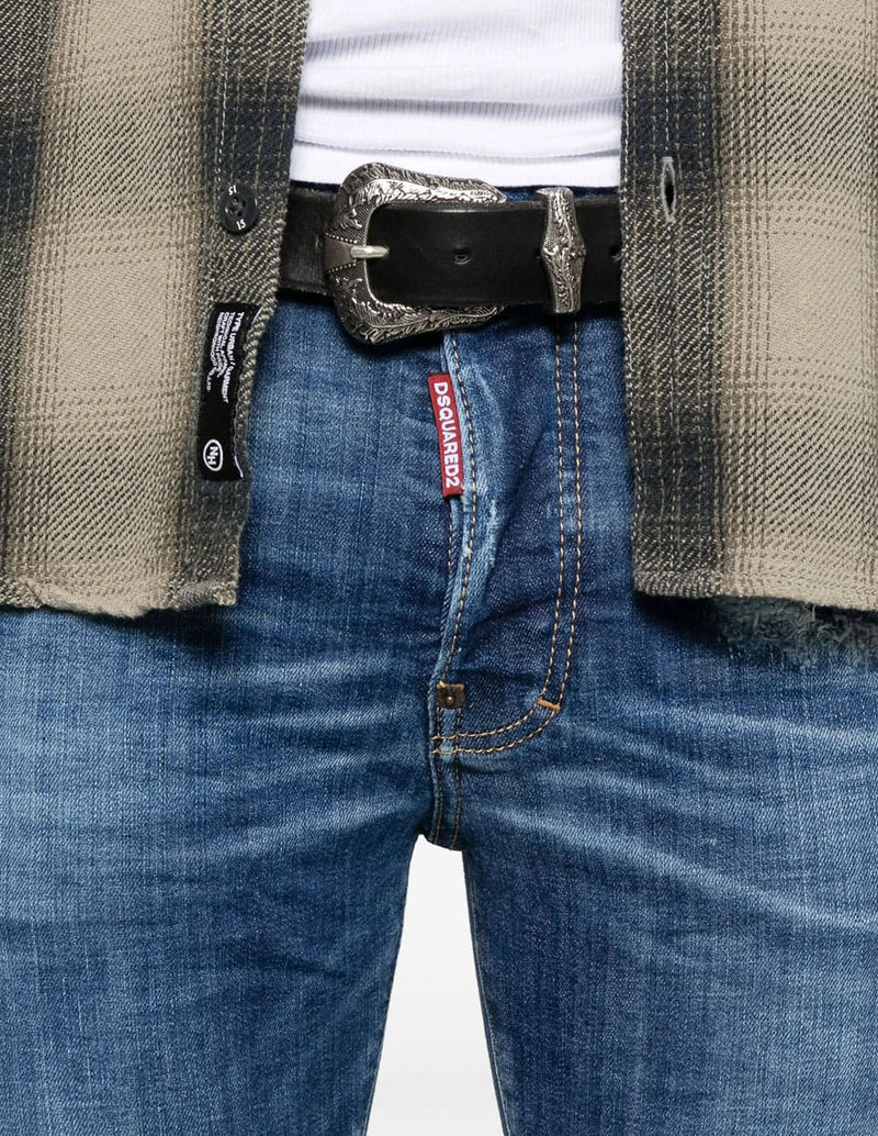 Pantalón Vaquero Dsquared2 con Logo Azul Hombre