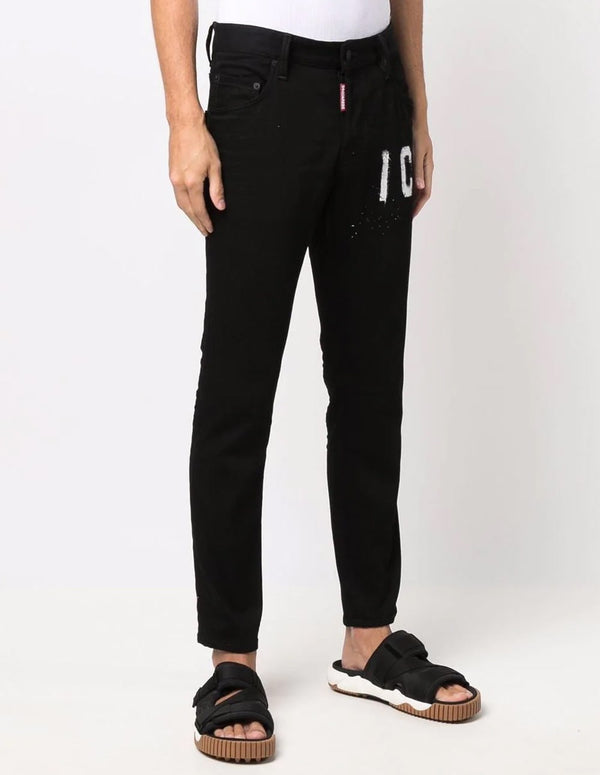 Pantalón Vaquero Dsquared2 con Logo Negro Hombre