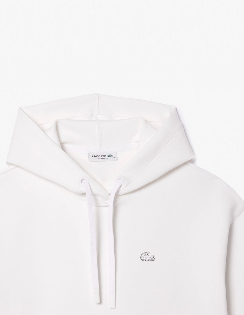 Sudadera con Capucha Lacoste Corta con Logo Blanca Mujer