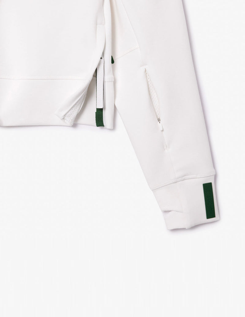 Sudadera con Capucha Lacoste Corta con Logo Blanca Mujer