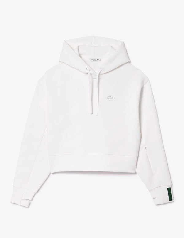 Sudadera con Capucha Lacoste Corta con Logo Blanca Mujer