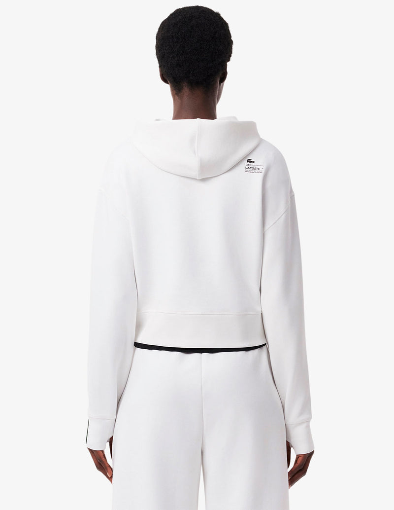 Sudadera con Capucha Lacoste Corta con Logo Blanca Mujer