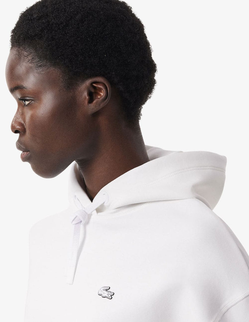 Sudadera con Capucha Lacoste Corta con Logo Blanca Mujer