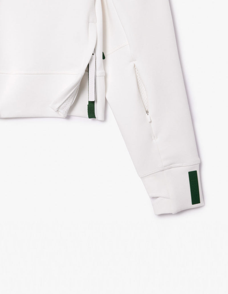 Sudadera con Capucha Lacoste Corta con Logo Blanca Mujer