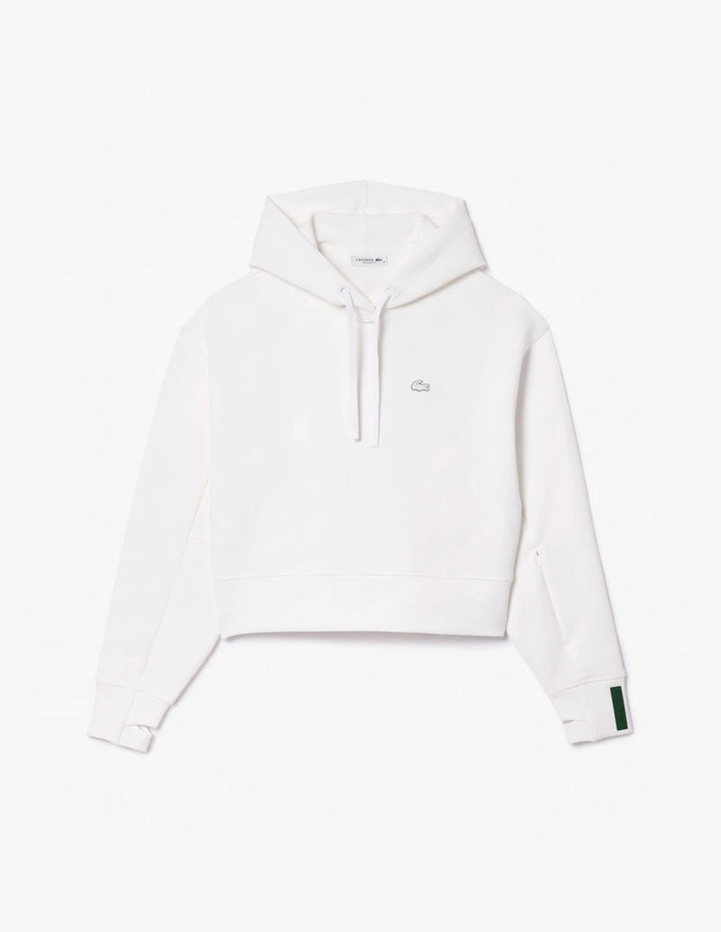 Sudadera con Capucha Lacoste Corta con Logo Blanca Mujer