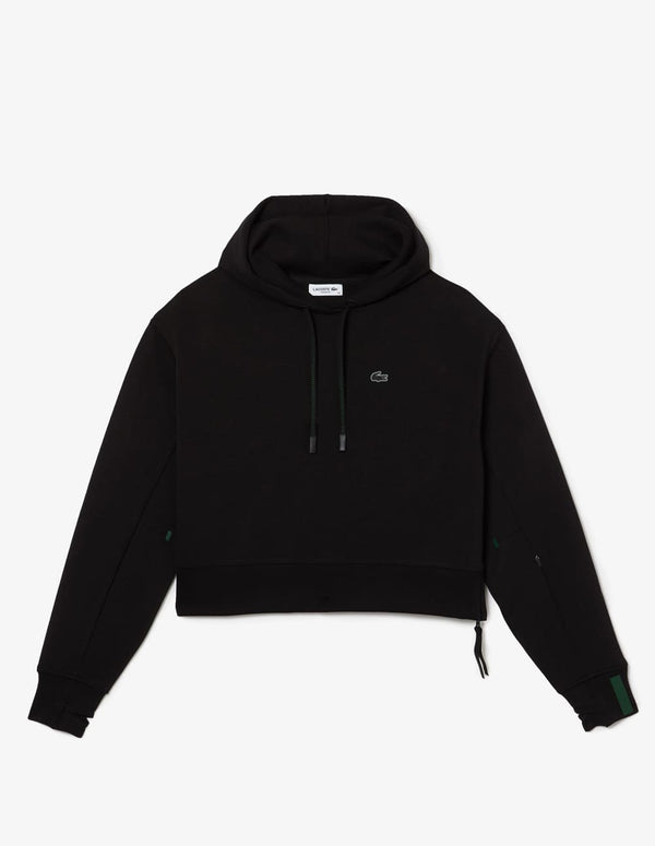 Sudadera con Capucha Lacoste Cortita con Logo Negra Mujer