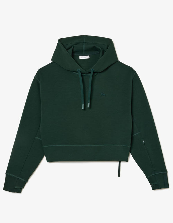 Sudadera con Capucha Lacoste Cortita con Logo Verde Mujer