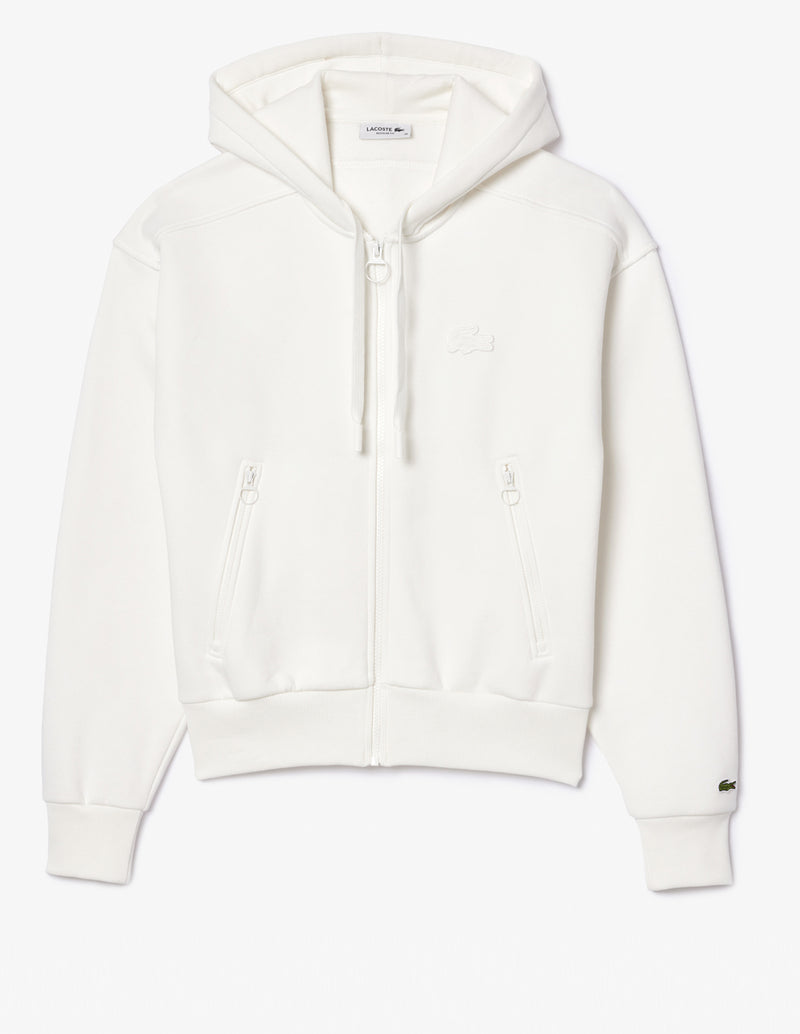 Sudadera Jogger Lacoste de Algodón con Cremallera Blanca Mujer