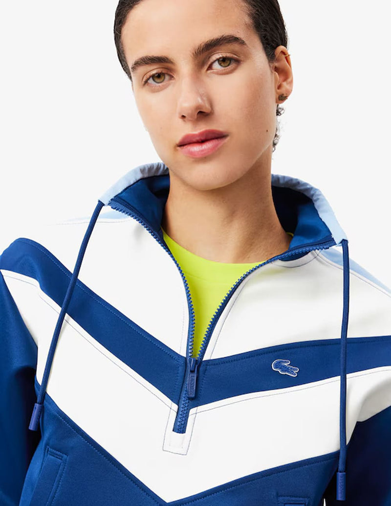 Sudadera Lacoste de Interlock Azul y Blanca Mujer