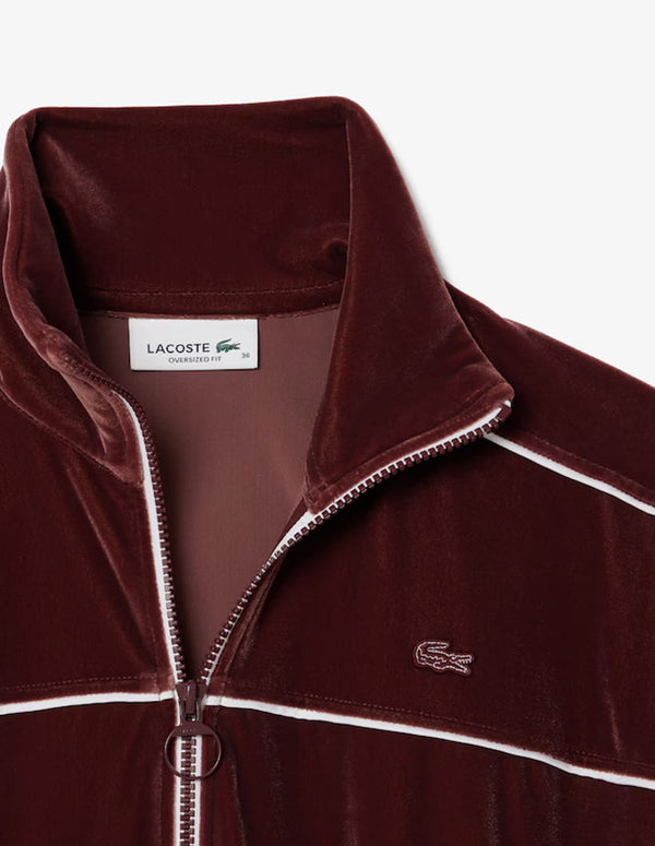 Chaqueta con Capucha Lacoste de Terciopelo Marrón Mujer