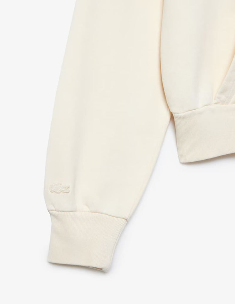 Sudadera con Capucha Lacoste Efecto Lavado Blanca Mujer