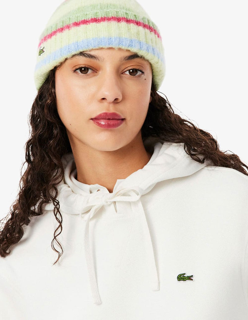 Sudadera con Capucha Lacoste de Piqué Blanca Mujer