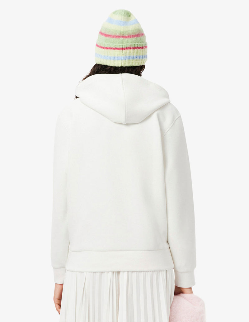Sudadera con Capucha Lacoste de Piqué Blanca Mujer
