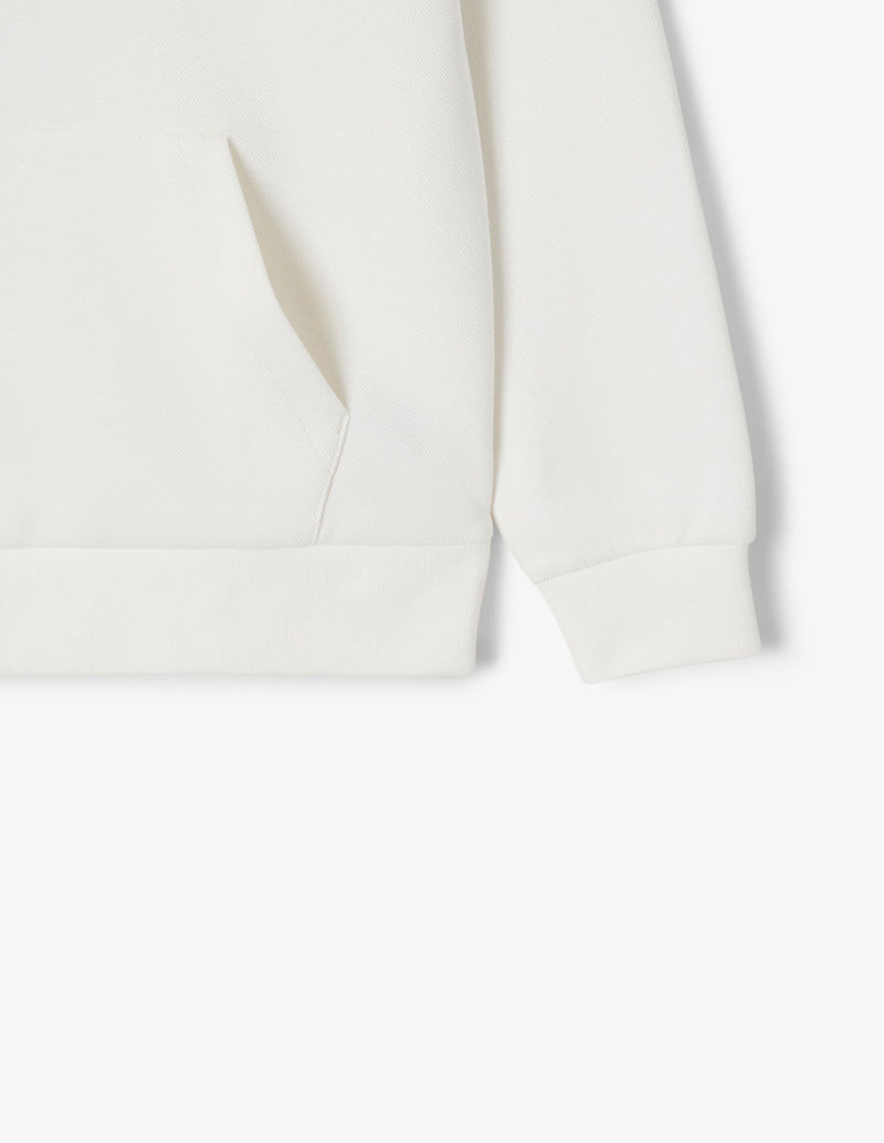 Sudadera con Capucha Lacoste de Piqué Blanca Mujer