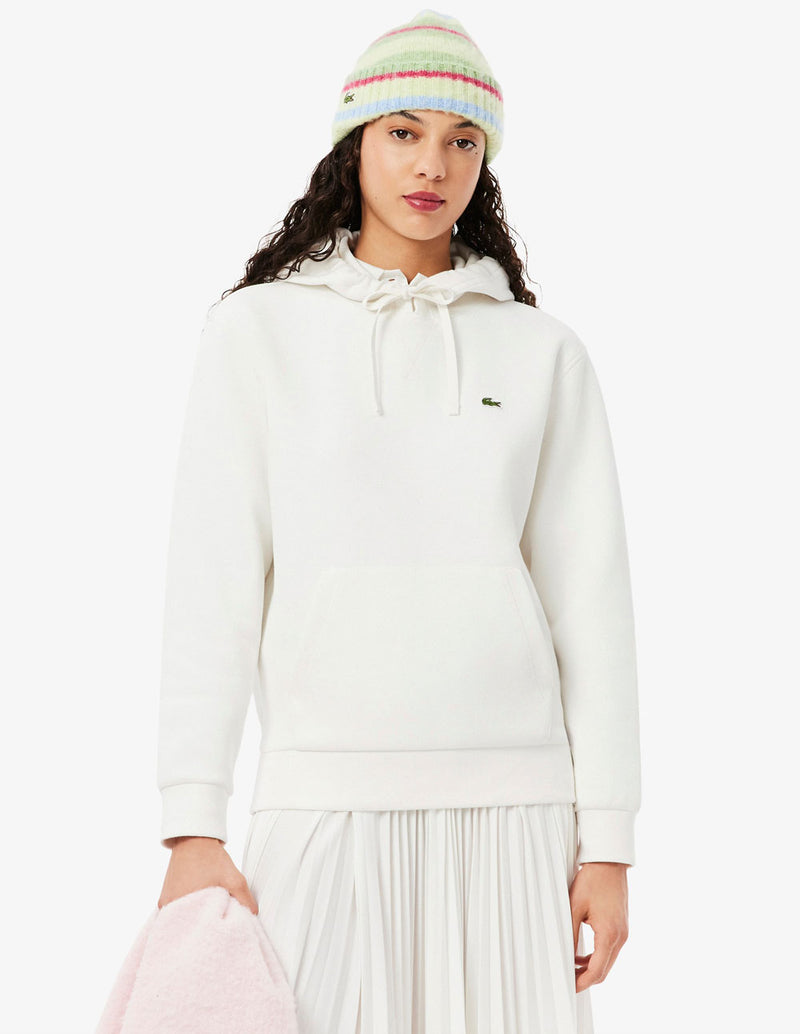Sudadera con Capucha Lacoste de Piqué Blanca Mujer