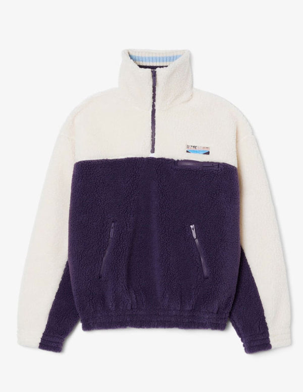 Sudadera Polar Lacoste de Cuello Alto Morada y Blanca Mujer