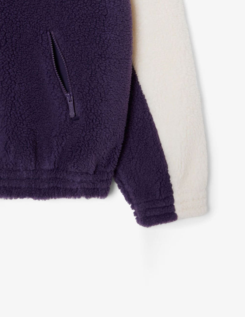 Sudadera Polar Lacoste de Cuello Alto Morada y Blanca Mujer