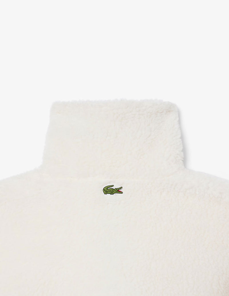 Sudadera Polar Lacoste de Cuello Alto Morada y Blanca Mujer