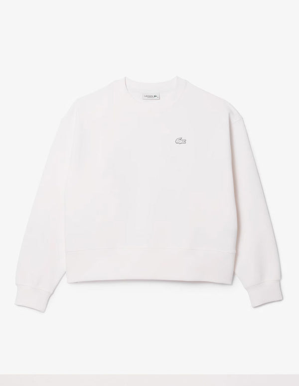 Sudadera Lacoste con Logo Oversized Blanca Mujer