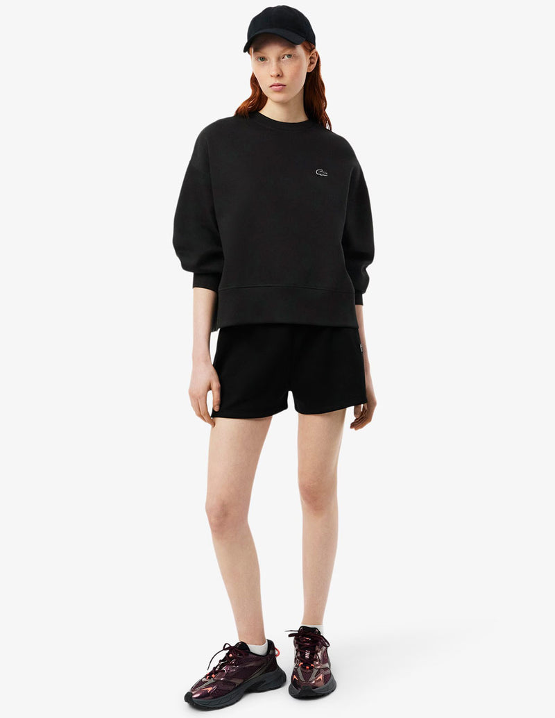 Sudadera Lacoste con Logo Oversized Negra Mujer