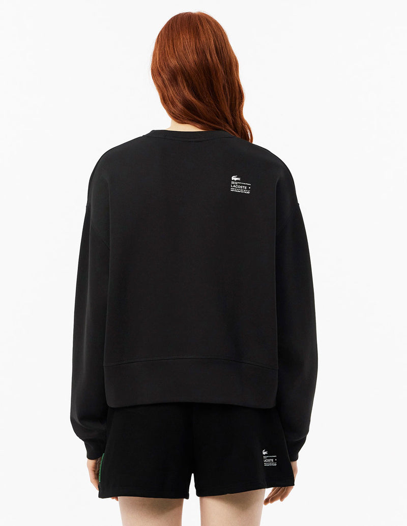 Sudadera Lacoste con Logo Oversized Negra Mujer
