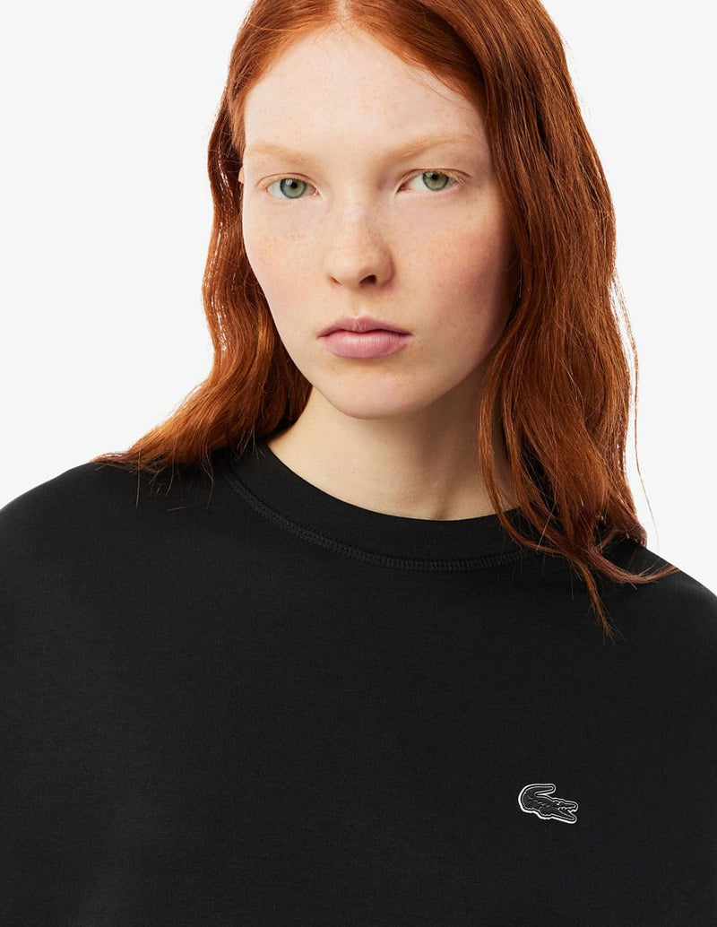 Sudadera Lacoste con Logo Oversized Negra Mujer