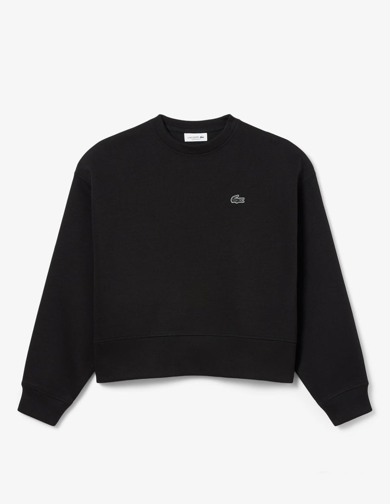 Sudadera Lacoste con Logo Oversized Negra Mujer