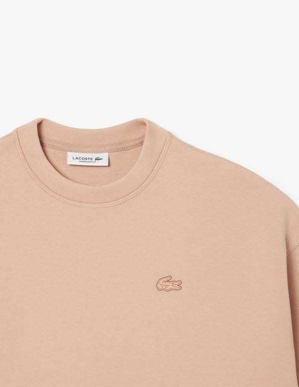 Sudadera Lacoste con Logo Oversized Beige Mujer