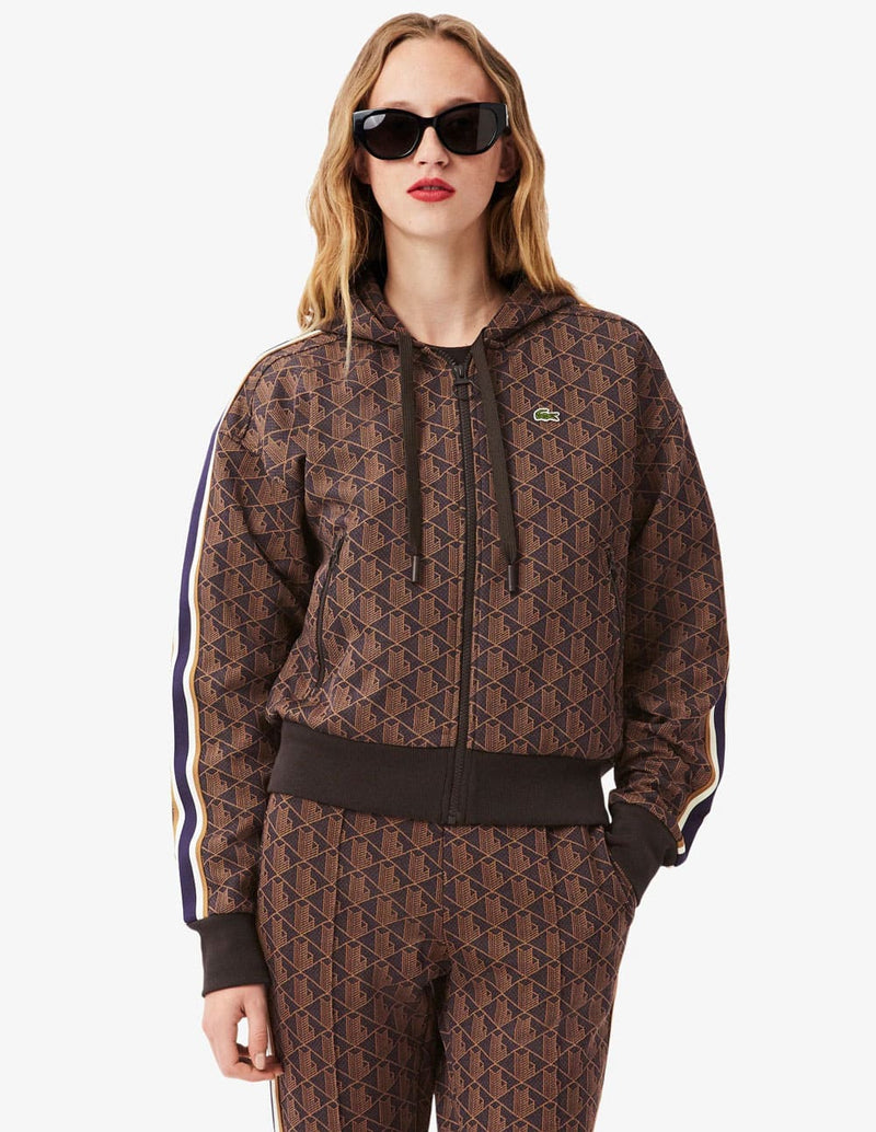 Sudadera con Capucha Lacoste Logo Monogram Marrón Mujer