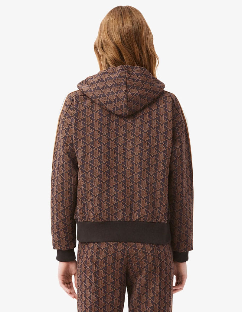 Sudadera con Capucha Lacoste Logo Monogram Marrón Mujer