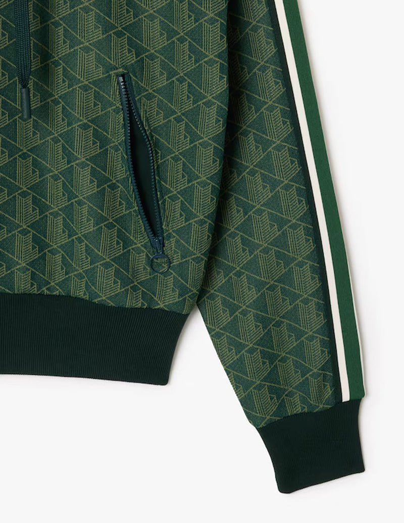 Chaqueta con Capucha Lacoste con Logo Monogram Verde Mujer