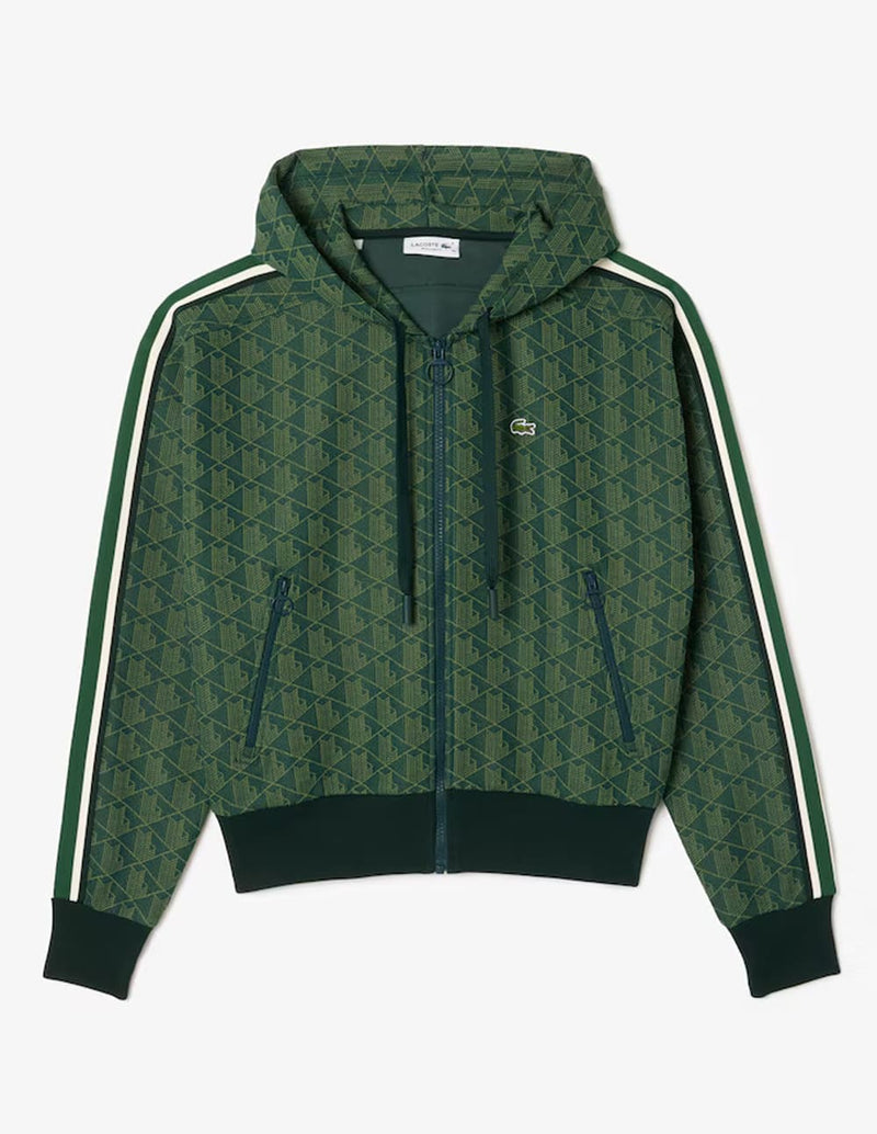 Chaqueta con Capucha Lacoste con Logo Monogram Verde Mujer