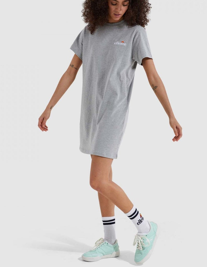 Vestido Ellesse Adore Tipo Camiseta con Logo Gris Mujer