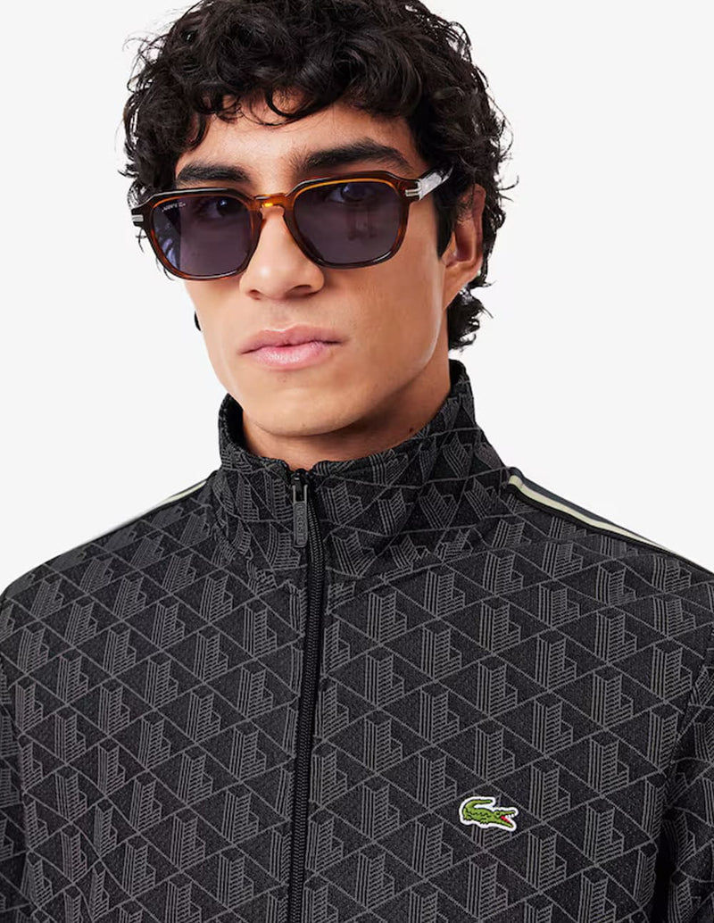 Chaqueta Lacoste de Jacquard Paris Negra y Gris Hombre