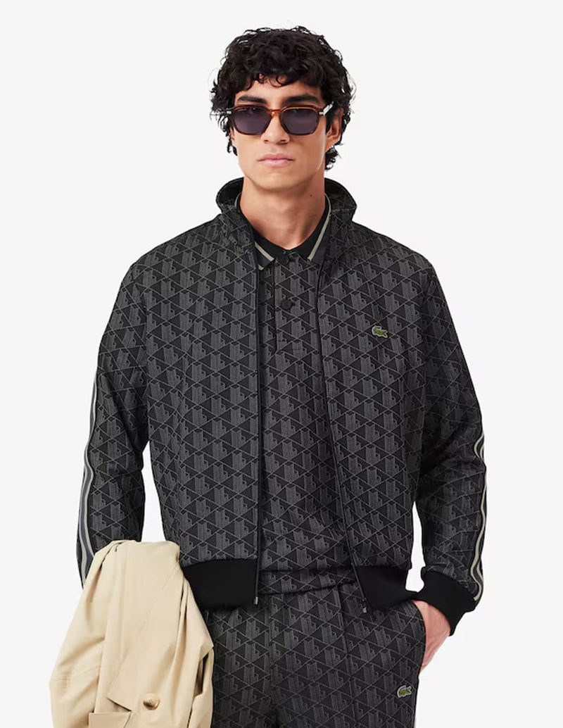 Chaqueta Lacoste de Jacquard Paris Negra y Gris Hombre