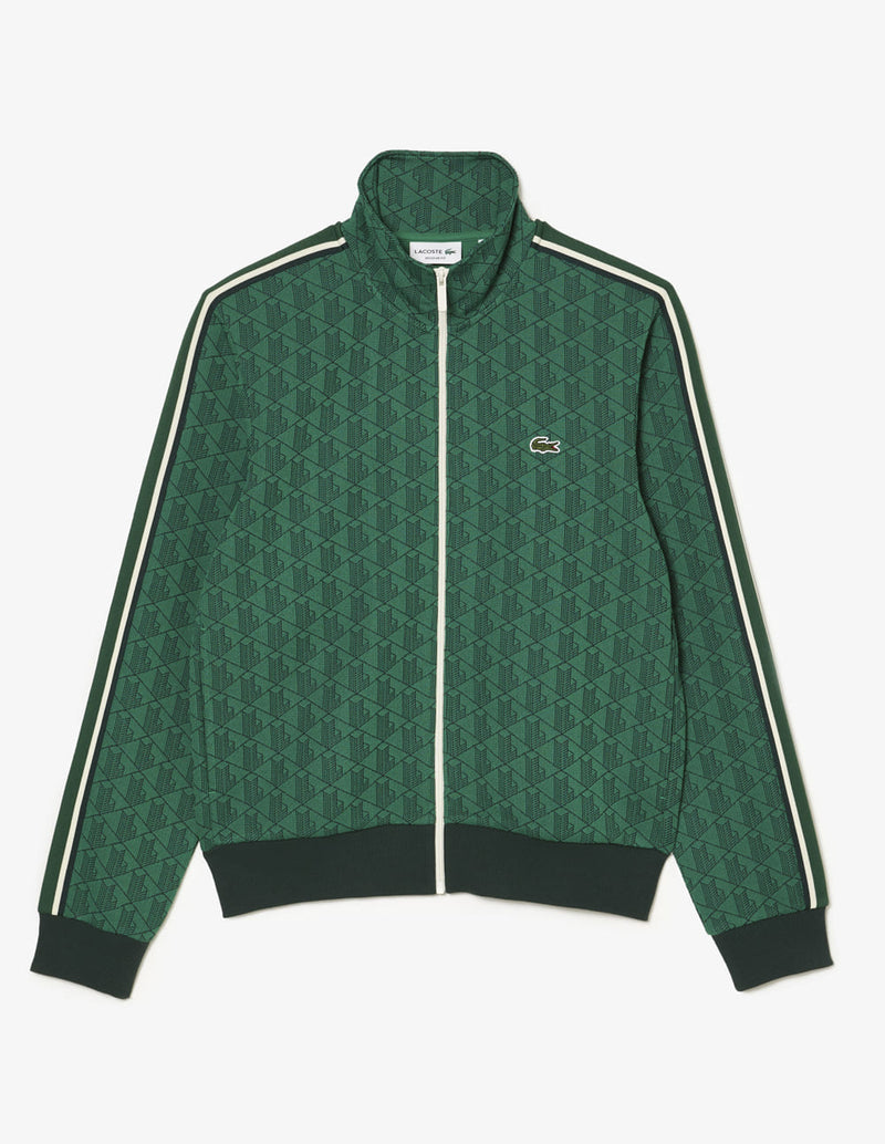 Sudadera Lacoste Paris con Monograma y Cremallera Verde Hombre