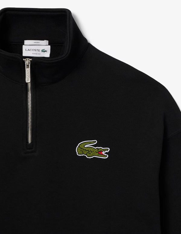 Sudadera Lacoste con Insignia y Cremallera Negra Unisex